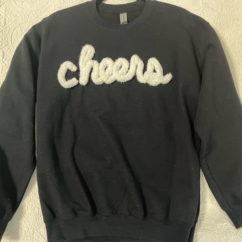 Gildan Black Sweatshirt with White 'Cheers' Embroidery